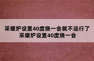 采暖炉设置40度烧一会就不运行了 采暖炉设置40度烧一会